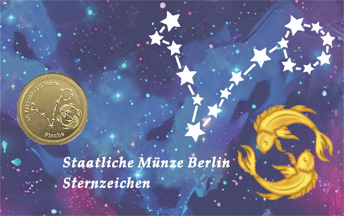 Sternzeichen-Coin Card mit 1 g Feingold – Fische