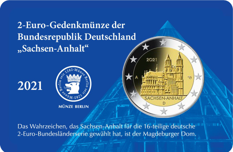 2-Euro-Coin-Card 2021 "Sachsen-Anhalt"