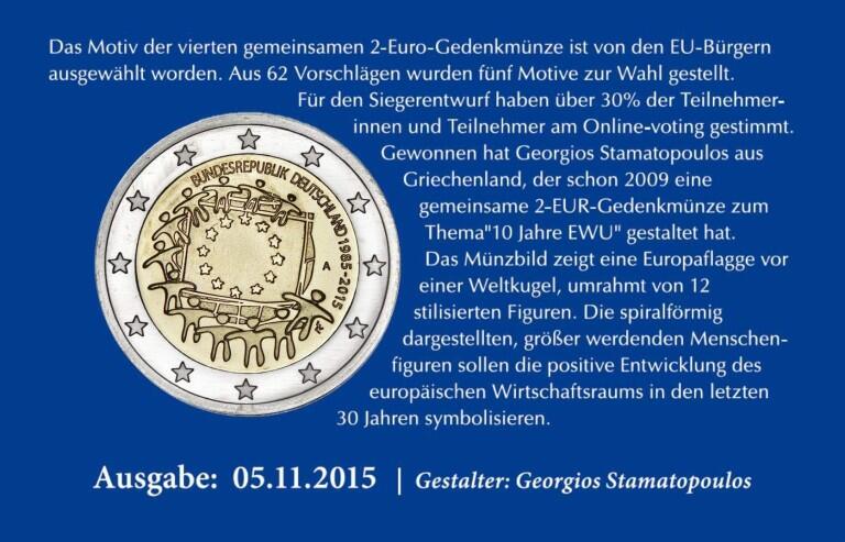 2-Euro-Coin-Card  "30 Jahre EU-Flagge "