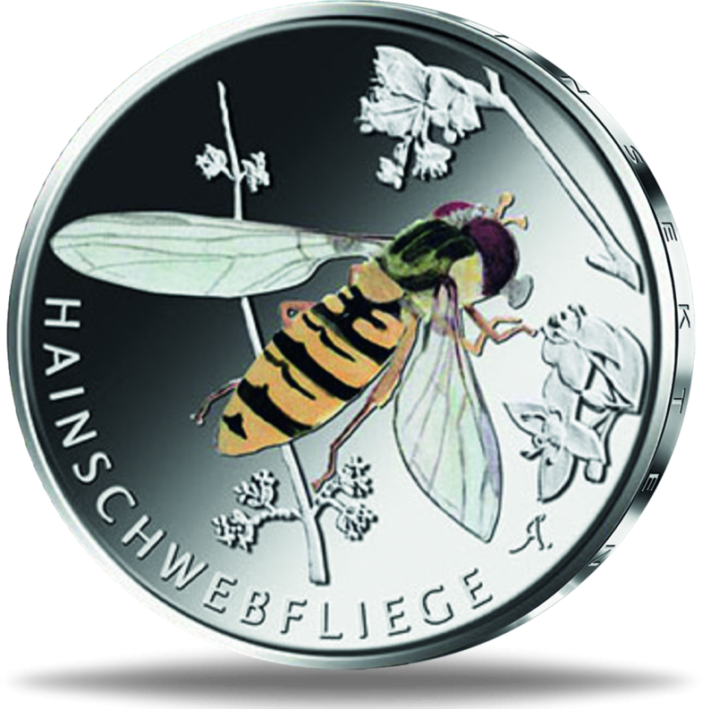 Vorderseite 5 Euro Hainschwebfliege