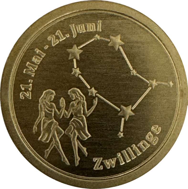 Sternzeichen-Coin Card mit 1 g Feingold – Zwillinge