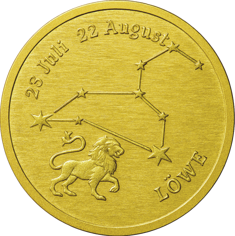 Sternzeichen-Coin Card mit 1 g Feingold – Löwe