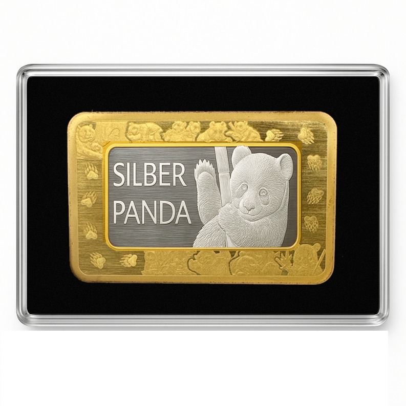 Bicolor Silber Barren mit Panda Motiv