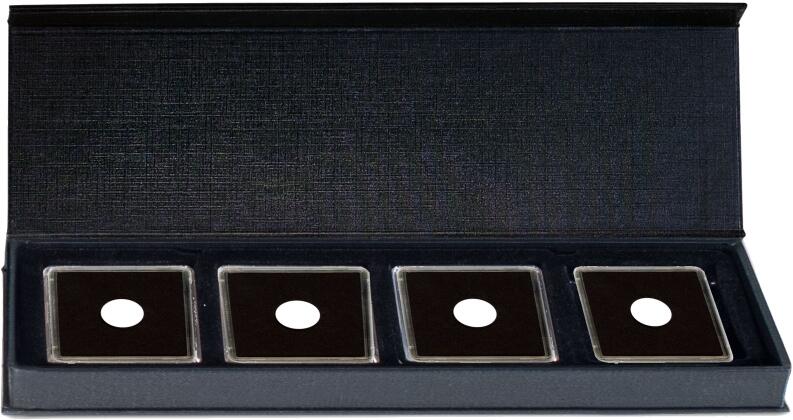 Schwarzes mit Samt ausgelegtes Etui für 4 Quadrum Kapseln