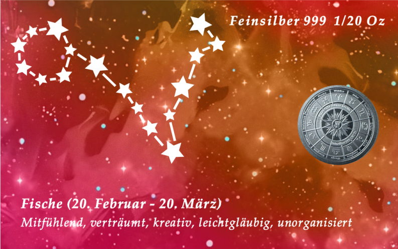 Sternzeichen - Fische - 1/20 Unze 999 Feinsilber