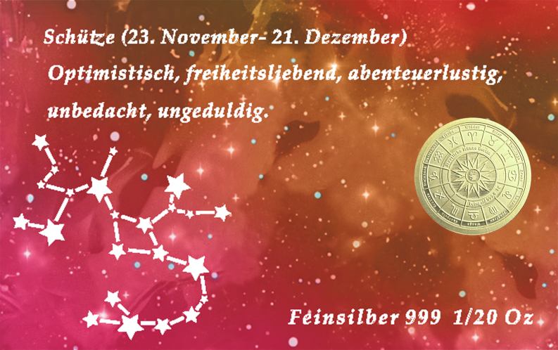 Sternzeichen - Schütze- 1/20 Unze 999 Feinsilber