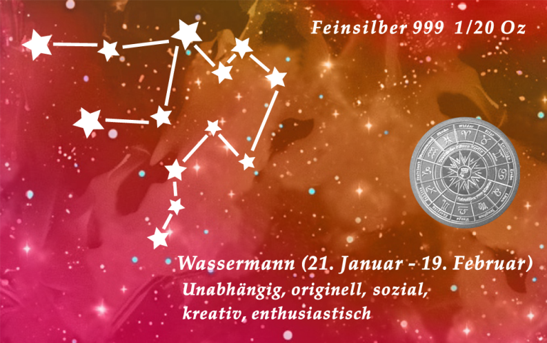 Sternzeichen - Wassermann - 1/20 Unze 999 Feinsilber