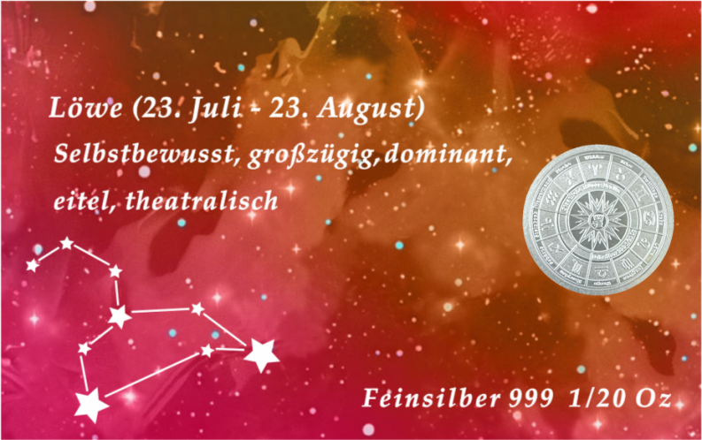 Sternzeichen - Löwe - 1/20 Unze 999 Feinsilber –