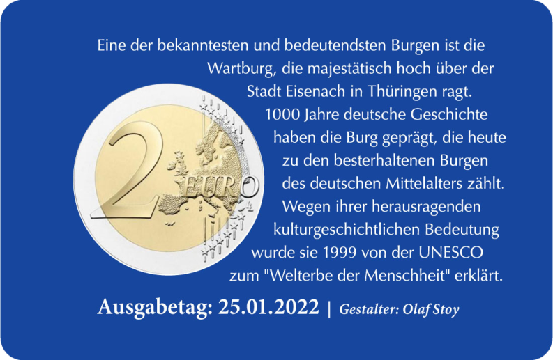 2-Euro Gedenkmünze 2022 - Thüringen „Wartburg“