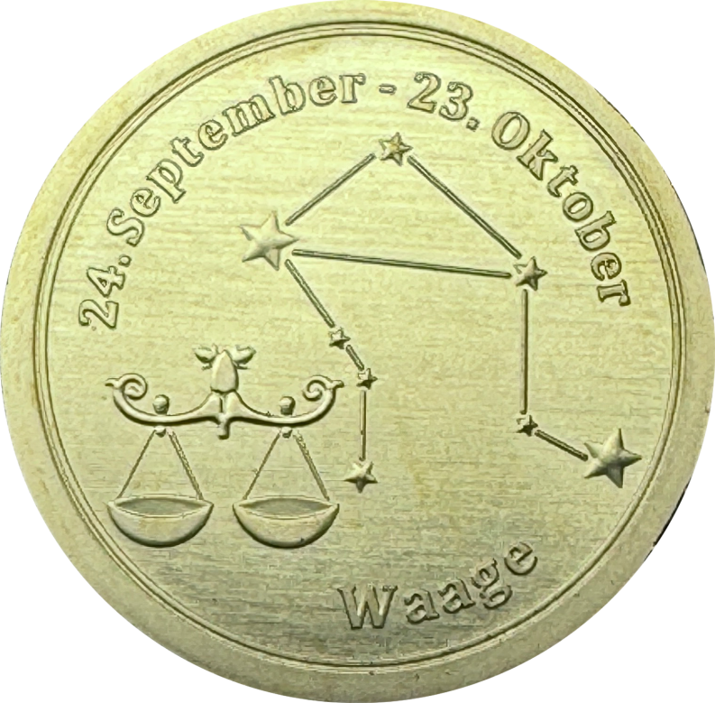 Sternzeichen-Coin Card mit 1 g Feingold – Waage