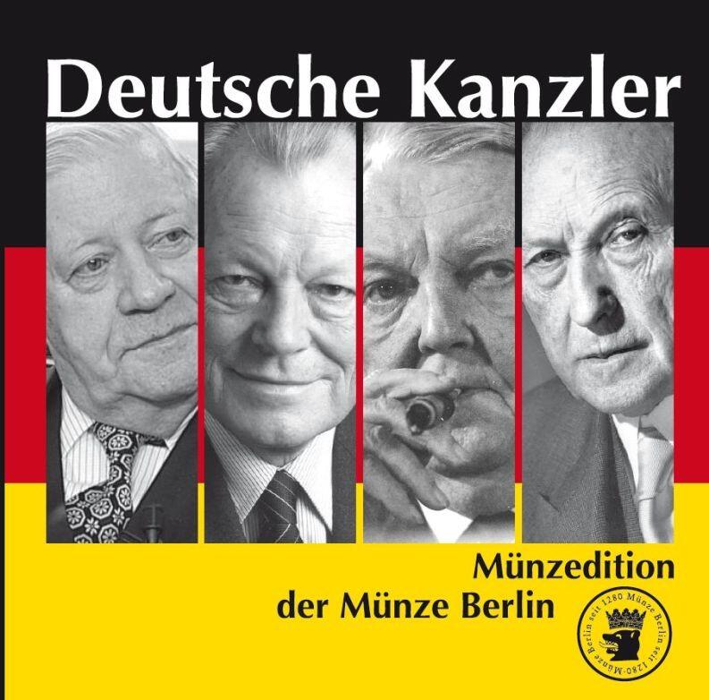 Deutsche Kanzler - Willy Brandt, Konrad Adenauer, Helmut Schmidt und Ludwig Erhard - Münzedition der