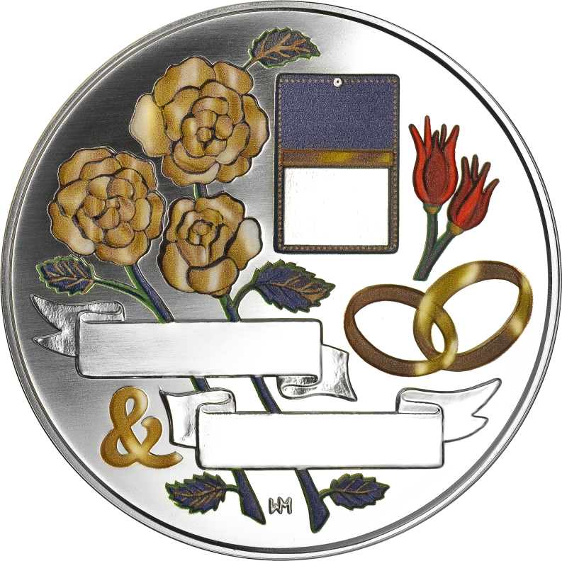 Goldene Hochzeit - mit Gravur und edler Farbverzierung