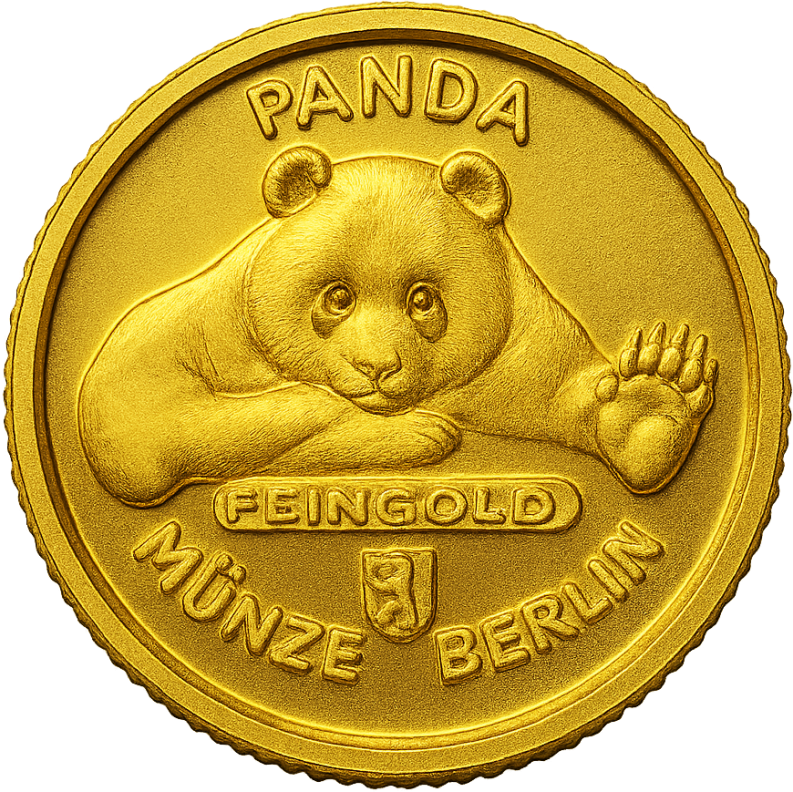 Gold Panda 1/100 Unze mit Panda Aufsteller