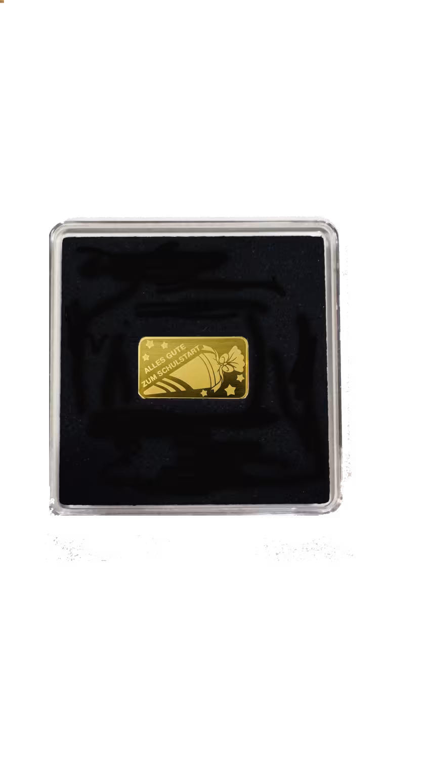 Zur Einschulung - Goldbarren mit pers. Gravur - Goldbarren mit Kapsel