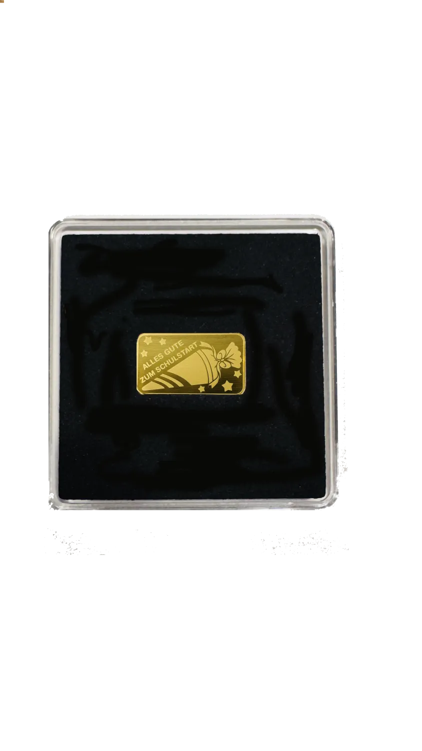 Zur Einschulung - Goldbarren mit pers. Gravur - Goldbarren mit Kapsel